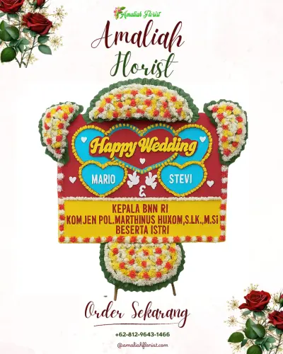 Karangan Papan Bunga Pernikahan di Sonokwijenan